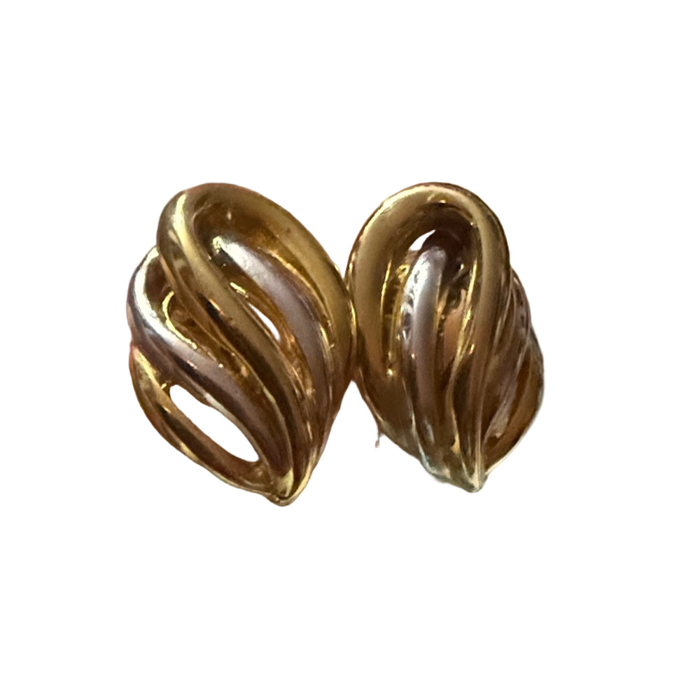 Vintage Elegant Gold tone-and Silver  Swirl clip on Earrings